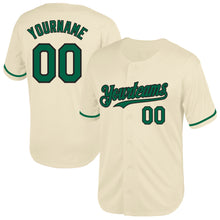 Load image into Gallery viewer, Custom Cream Kelly Green-Black Mesh Authentic Throwback Baseball Jersey