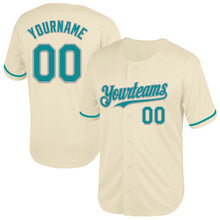 Load image into Gallery viewer, Custom Cream Teal-Gray Mesh Authentic Throwback Baseball Jersey