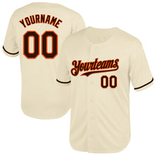 Load image into Gallery viewer, Custom Cream Brown-Orange Mesh Authentic Throwback Baseball Jersey