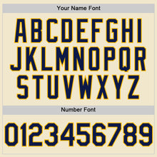 Load image into Gallery viewer, Custom Cream Navy-Gold Mesh Authentic Throwback Baseball Jersey