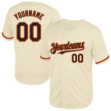 Load image into Gallery viewer, Custom Cream Black-Orange Mesh Authentic Throwback Baseball Jersey