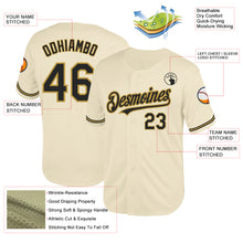 Load image into Gallery viewer, Custom Cream Black-Old Gold Mesh Authentic Throwback Baseball Jersey