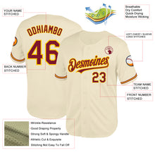 Load image into Gallery viewer, Custom Cream Crimson-Yellow Mesh Authentic Throwback Baseball Jersey