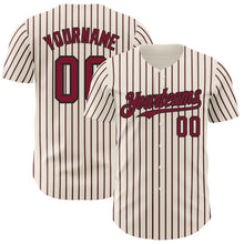 Загрузить изображение в средство просмотра галереи, Custom Cream (Black Crimson Pinstripe) Crimson-Black Authentic Baseball Jersey