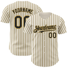 Загрузить изображение в средство просмотра галереи, Custom Cream (Black Old Gold Pinstripe) Black-Old Gold Authentic Baseball Jersey