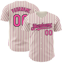 Загрузить изображение в средство просмотра галереи, Custom Cream (Black Pink Pinstripe) Pink-Black Authentic Baseball Jersey
