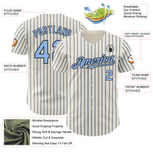 Load image into Gallery viewer, Custom Cream (Black Light Blue Pinstripe) Light Blue-Black Authentic Baseball Jersey