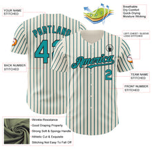Загрузить изображение в средство просмотра галереи, Custom Cream (Black Teal Pinstripe) Teal-Black Authentic Baseball Jersey
