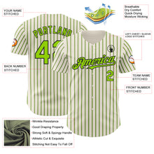 Load image into Gallery viewer, Custom Cream (Black Neon Green Pinstripe) Neon Green-Black Authentic Baseball Jersey