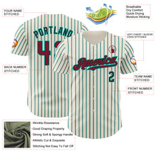 Загрузить изображение в средство просмотра галереи, Custom Cream (Black Aqua Pinstripe) Crimson Black-Aqua Authentic Baseball Jersey
