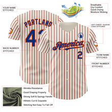 Загрузить изображение в средство просмотра галереи, Custom Cream (Royal Orange Pinstripe) Royal-Orange Authentic Baseball Jersey
