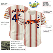 Load image into Gallery viewer, Custom Cream (Navy Orange Pinstripe) Navy-Orange Authentic Baseball Jersey
