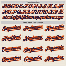 Load image into Gallery viewer, Custom Cream (Navy Orange Pinstripe) Navy-Orange Authentic Baseball Jersey