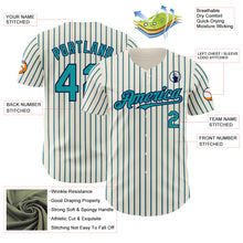 Загрузить изображение в средство просмотра галереи, Custom Cream (Navy Teal Pinstripe) Teal-Navy Authentic Baseball Jersey