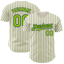 Загрузить изображение в средство просмотра галереи, Custom Cream (Navy Neon Green Pinstripe) Neon Green-Navy Authentic Baseball Jersey