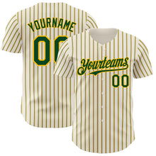 Загрузить изображение в средство просмотра галереи, Custom Cream (Green Gold Pinstripe) Green-Gold Authentic Baseball Jersey
