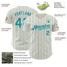 Charger l'image dans la galerie, Custom Cream (Teal Gray Pinstripe) Teal-Gray Authentic Baseball Jersey