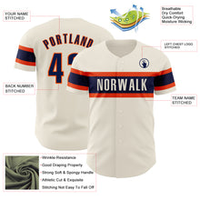 Charger l'image dans la galerie, Custom Cream Navy-Orange Authentic Baseball Jersey