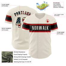 Load image into Gallery viewer, Custom Cream Vintage USA Flag Black-Red Authentic Baseball Jersey