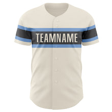 Загрузить изображение в средство просмотра галереи, Custom Cream Light Blue-Steel Gray Authentic Baseball Jersey