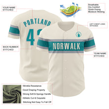Load image into Gallery viewer, Custom Cream Teal-Gray Authentic Baseball Jersey