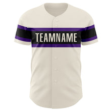 Load image into Gallery viewer, Custom Cream Purple-Black Authentic Baseball Jersey