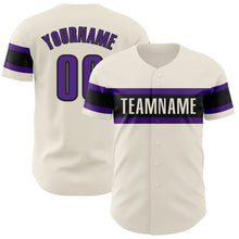 Load image into Gallery viewer, Custom Cream Purple-Black Authentic Baseball Jersey