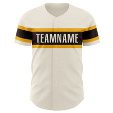 Charger l'image dans la galerie, Custom Cream Brown-Gold Authentic Baseball Jersey