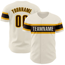 Charger l'image dans la galerie, Custom Cream Brown-Gold Authentic Baseball Jersey
