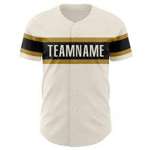 Laden Sie das Bild in den Galerie-Viewer, Custom Cream Black-Old Gold Authentic Baseball Jersey
