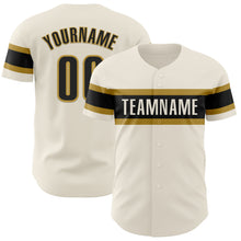 Laden Sie das Bild in den Galerie-Viewer, Custom Cream Black-Old Gold Authentic Baseball Jersey