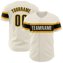 Laden Sie das Bild in den Galerie-Viewer, Custom Cream Black-Gold Authentic Baseball Jersey