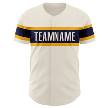 Charger l'image dans la galerie, Custom Cream Navy-Gold Authentic Baseball Jersey