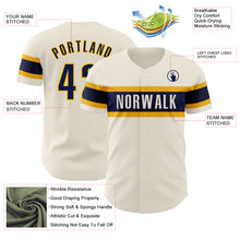 Charger l'image dans la galerie, Custom Cream Navy-Gold Authentic Baseball Jersey