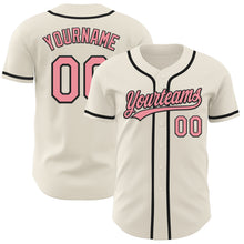 Laden Sie das Bild in den Galerie-Viewer, Custom Cream Medium Pink-Black Authentic Baseball Jersey