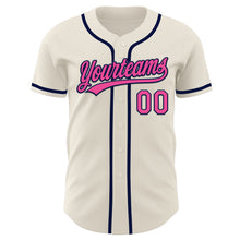 Laden Sie das Bild in den Galerie-Viewer, Custom Cream Pink-Navy Authentic Baseball Jersey