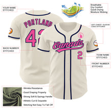 Laden Sie das Bild in den Galerie-Viewer, Custom Cream Pink-Navy Authentic Baseball Jersey