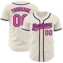 Laden Sie das Bild in den Galerie-Viewer, Custom Cream Pink-Navy Authentic Baseball Jersey