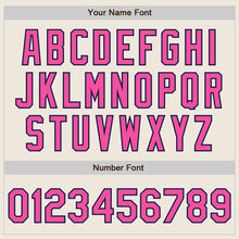 Load image into Gallery viewer, Custom Cream Navy Pinstripe Pink Authentic Baseball Jersey