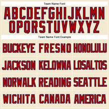 Laden Sie das Bild in den Galerie-Viewer, Custom Cream Red-Navy Mesh Authentic Throwback Baseball Jersey