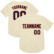 Laden Sie das Bild in den Galerie-Viewer, Custom Cream Navy-Orange Mesh Authentic Throwback Baseball Jersey