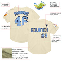Laden Sie das Bild in den Galerie-Viewer, Custom Cream Light Blue-Navy Mesh Authentic Throwback Baseball Jersey