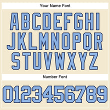 Laden Sie das Bild in den Galerie-Viewer, Custom Cream Light Blue-Navy Mesh Authentic Throwback Baseball Jersey