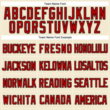 Laden Sie das Bild in den Galerie-Viewer, Custom Cream Red-Black Mesh Authentic Throwback Baseball Jersey