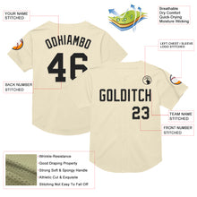 Laden Sie das Bild in den Galerie-Viewer, Custom Cream Black Mesh Authentic Throwback Baseball Jersey