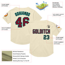 Laden Sie das Bild in den Galerie-Viewer, Custom Cream Crimson Black-Aqua Mesh Authentic Throwback Baseball Jersey