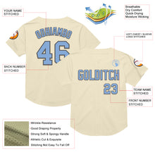 Laden Sie das Bild in den Galerie-Viewer, Custom Cream Light Blue-Steel Gray Mesh Authentic Throwback Baseball Jersey