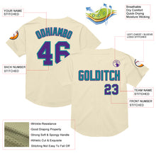 Laden Sie das Bild in den Galerie-Viewer, Custom Cream Purple-Teal Mesh Authentic Throwback Baseball Jersey