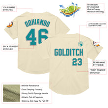 Laden Sie das Bild in den Galerie-Viewer, Custom Cream Teal-Gray Mesh Authentic Throwback Baseball Jersey