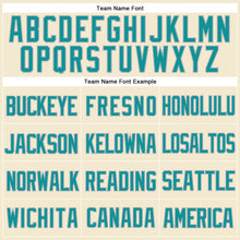 Laden Sie das Bild in den Galerie-Viewer, Custom Cream Teal-Gray Mesh Authentic Throwback Baseball Jersey